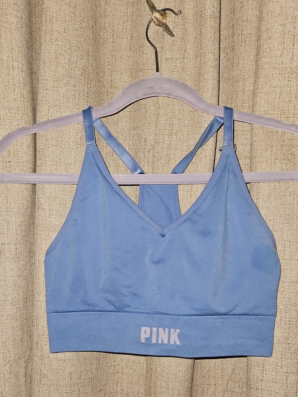 PINK Victoria's Secret Sky Blue Seamless Racerback Sports Bralette